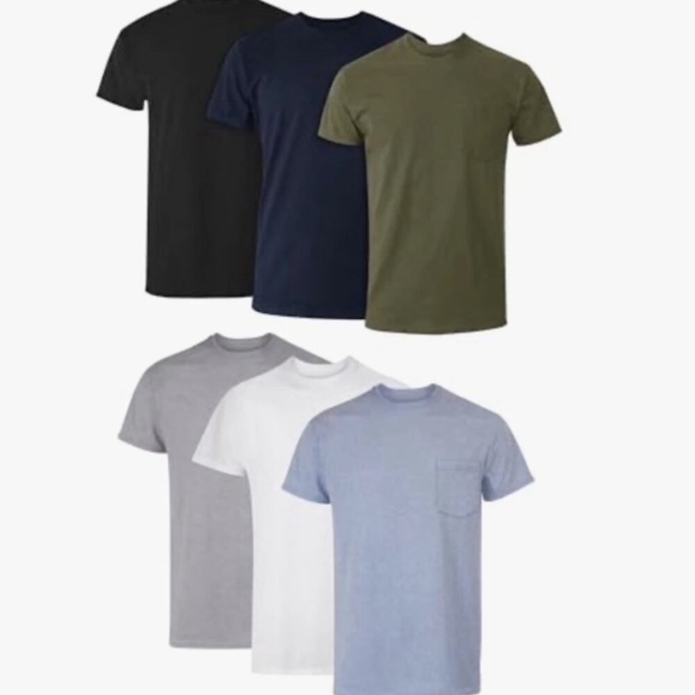Hanes 6-Pack Pocket Tee Men's T-Shirt - Picture 6 of 9